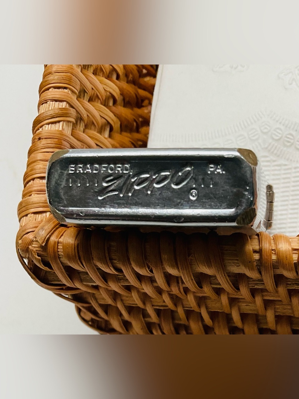 Rare Zippo lighter. 1950 to 1957 era. Made in Bradford PA, USA.  Patent 2517191.